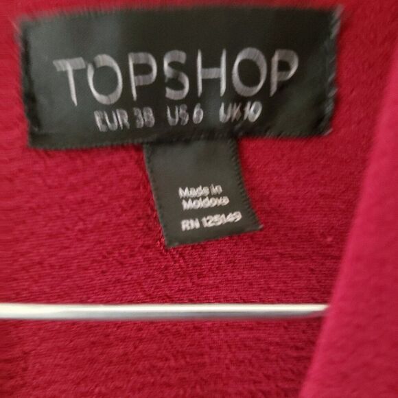 Topshop Women's Burgundy Short Sleeve Dress with Side Zip Pockets - Picture 4 of 4